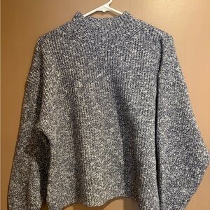 Old Navy Blue and White Turtleneck Sweater